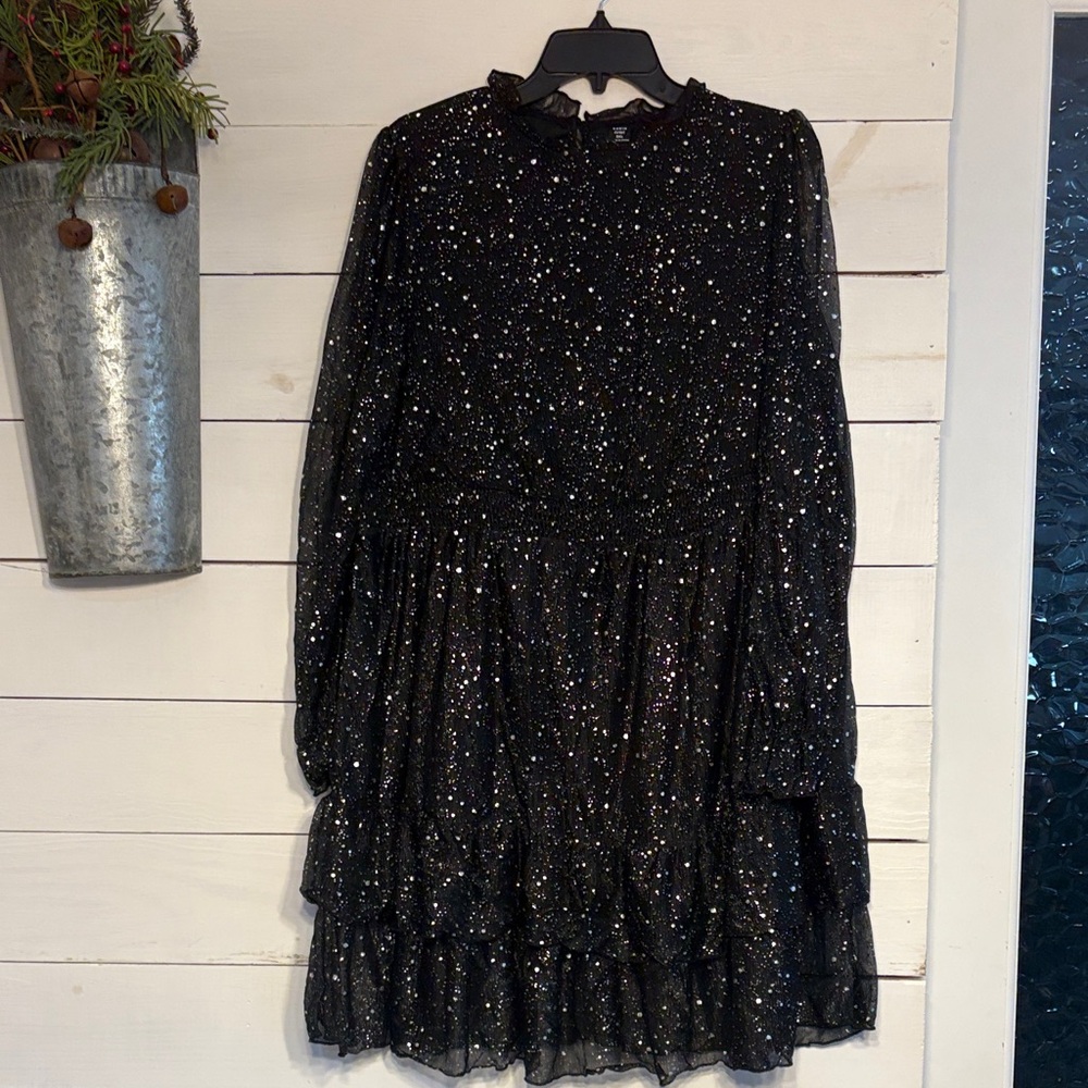 SHEIN Black Glitter Long Sleeve Top